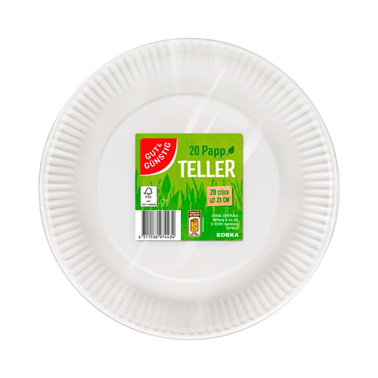 GUT&GÜNSTIG Pappteller rund weiß 23cm 20St