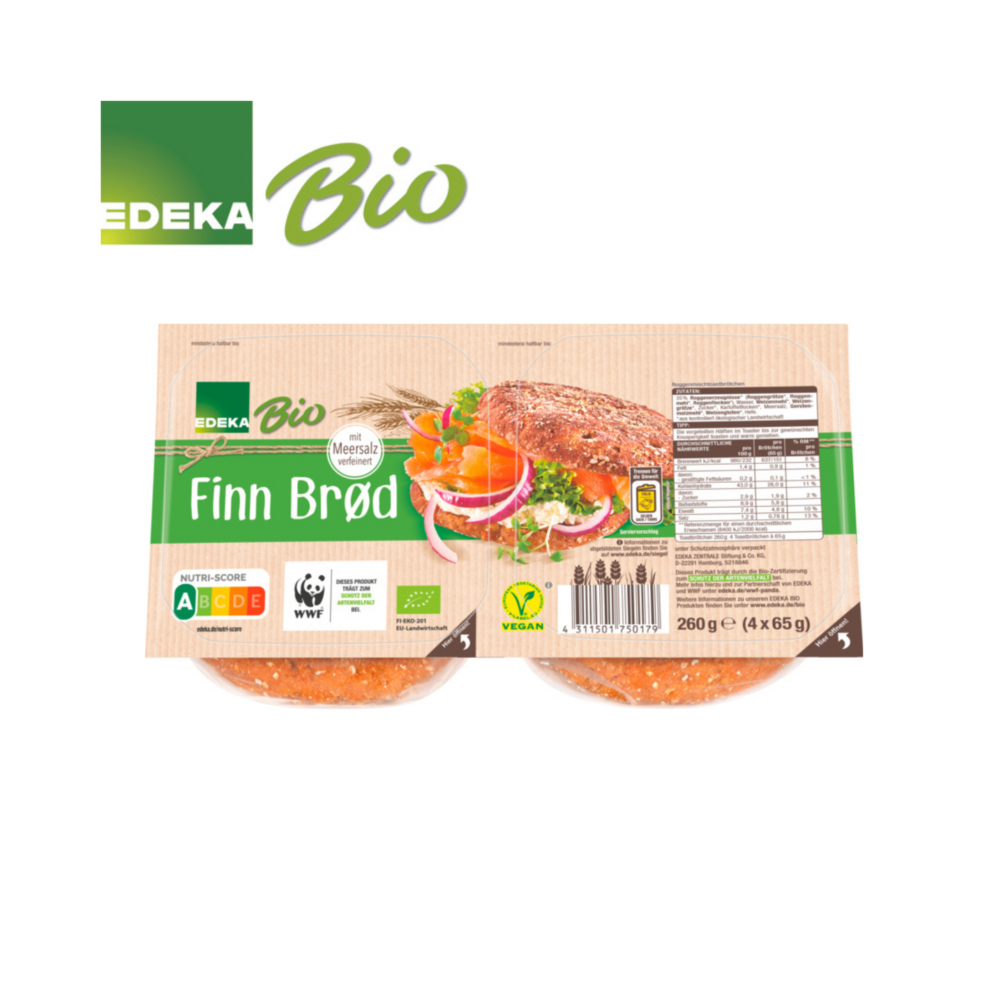 Bio EDEKA Finn Brød Roggenmisch-Toastbrötchen 260g