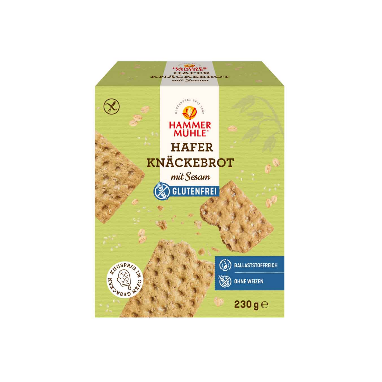 Hammermühle Hafer Knäckebrot mit Sesam 230g