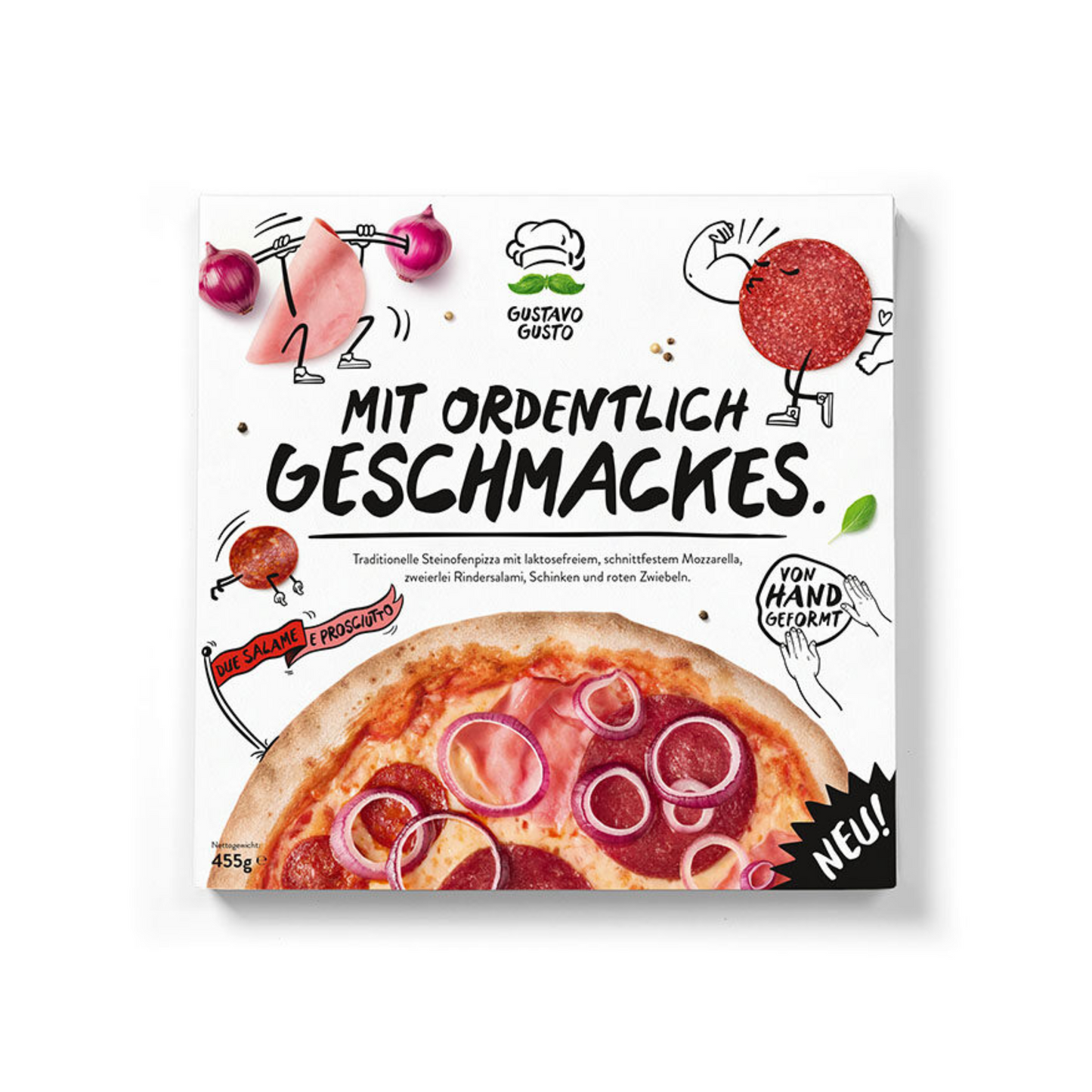 Gustavo Gusto Pizza Due Salame e Prosciutto 455g