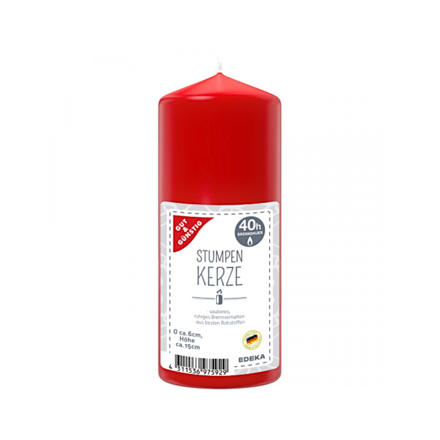 GUT&GÜNSTIG Stumpenkerze rot 150/60mm