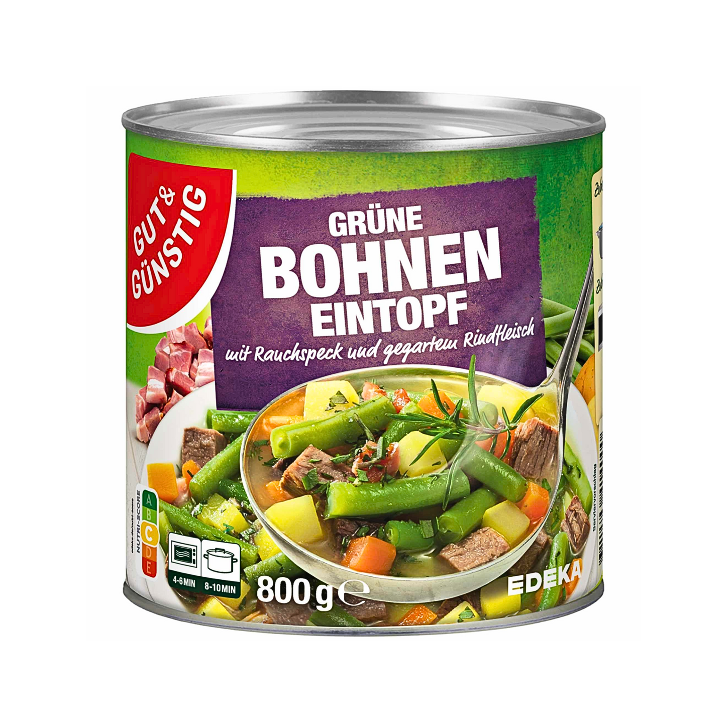 GUT&GÜNSTIG Grüne Bohnen Eintopf mit Rauchspeck und Rindfleisch 800g
