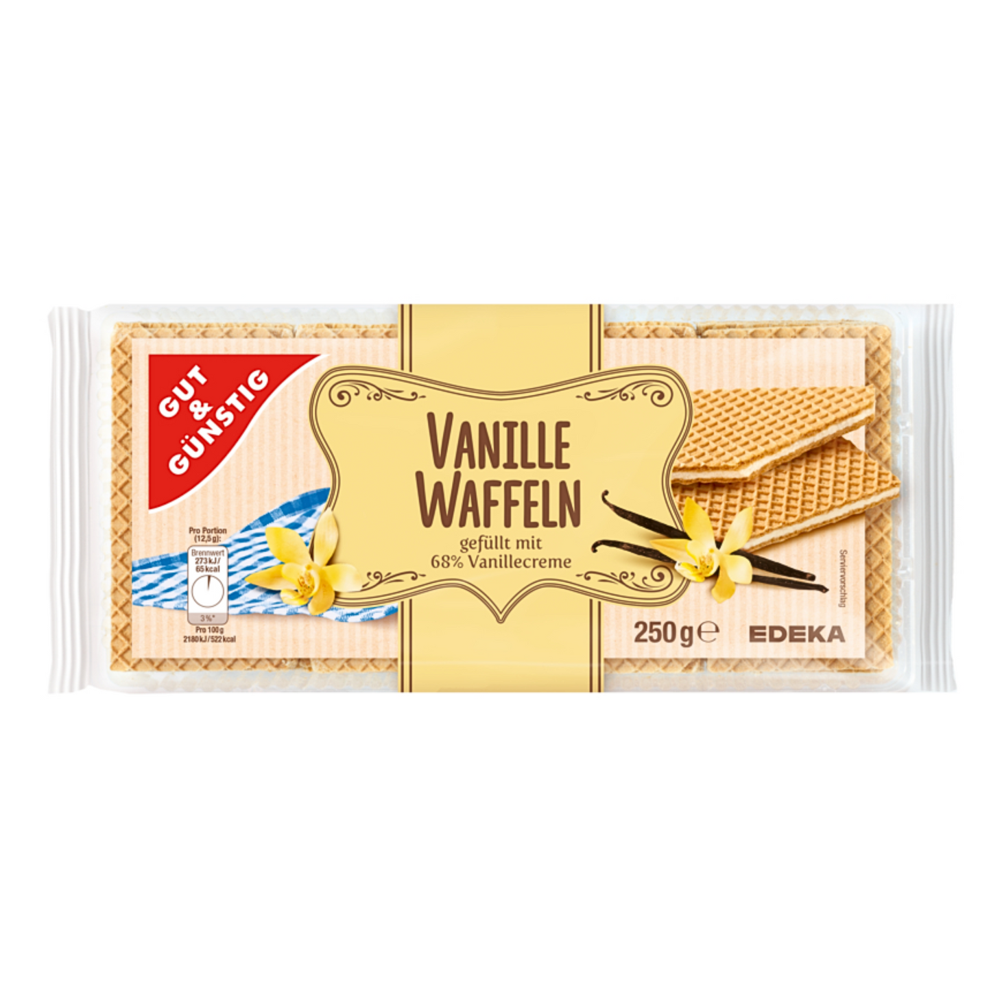 GUT&GÜNSTIG Waffeln mit Vanillecremefüllung 250g