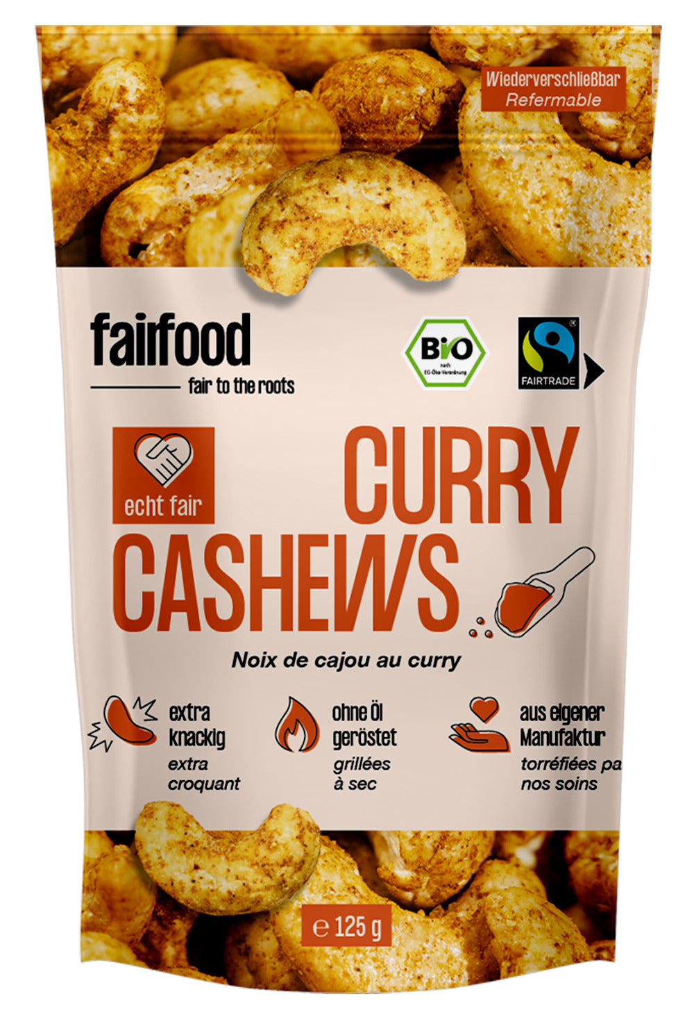 Bio Fairfood Freiburg Cashews mit Curry 125g