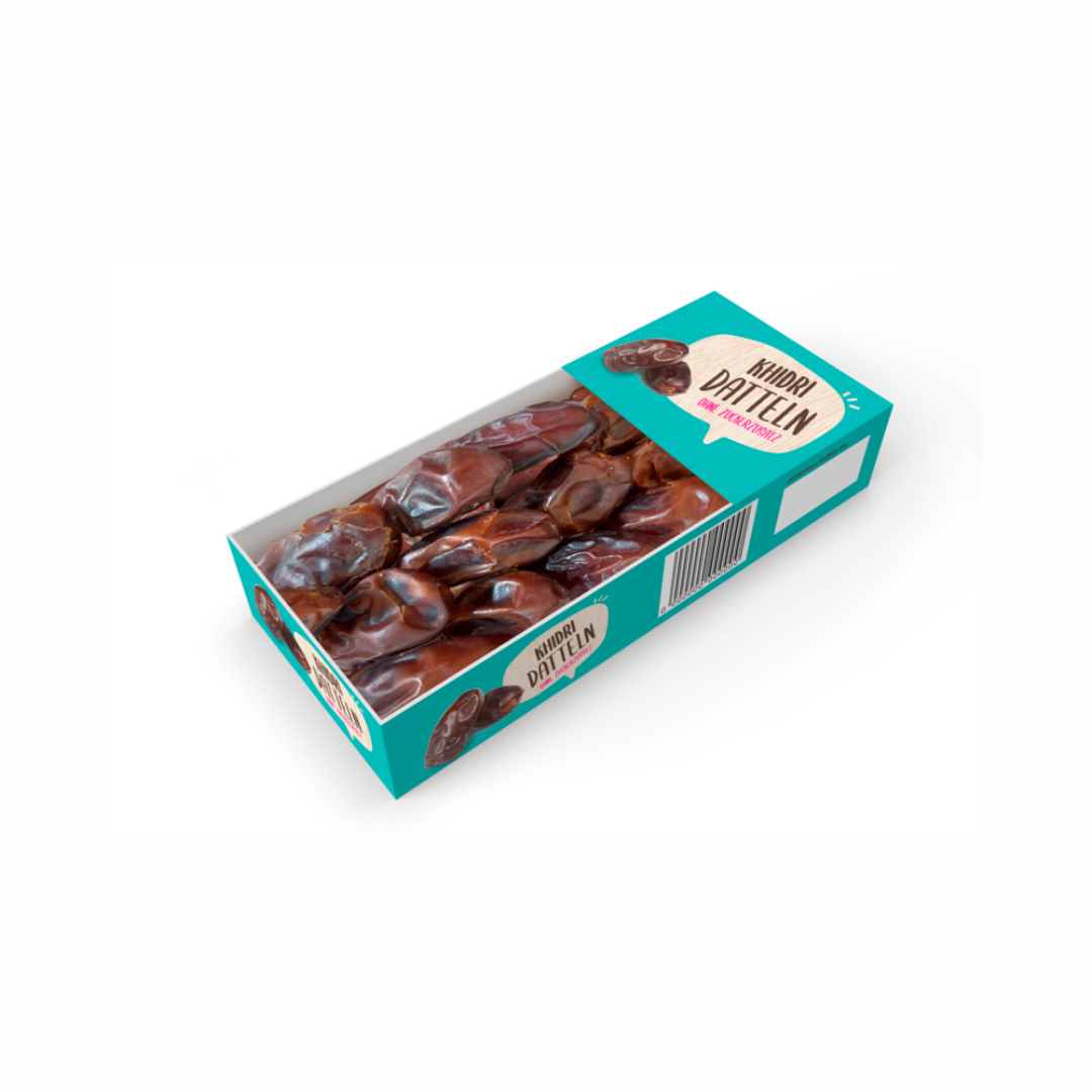 Datteln Khudri Saudi Arabien Klasse I 200g Kartonschale in Folie