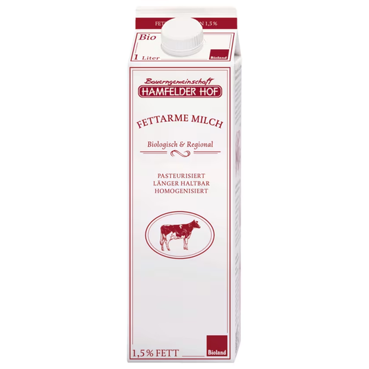 Bio Hamfelder Hof Fettarme Milch 1,5% länger haltbar 1l