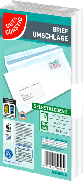 GUT&GÜNSTIG Briefumschlag weiß DIN lang m.Fenster 50ST