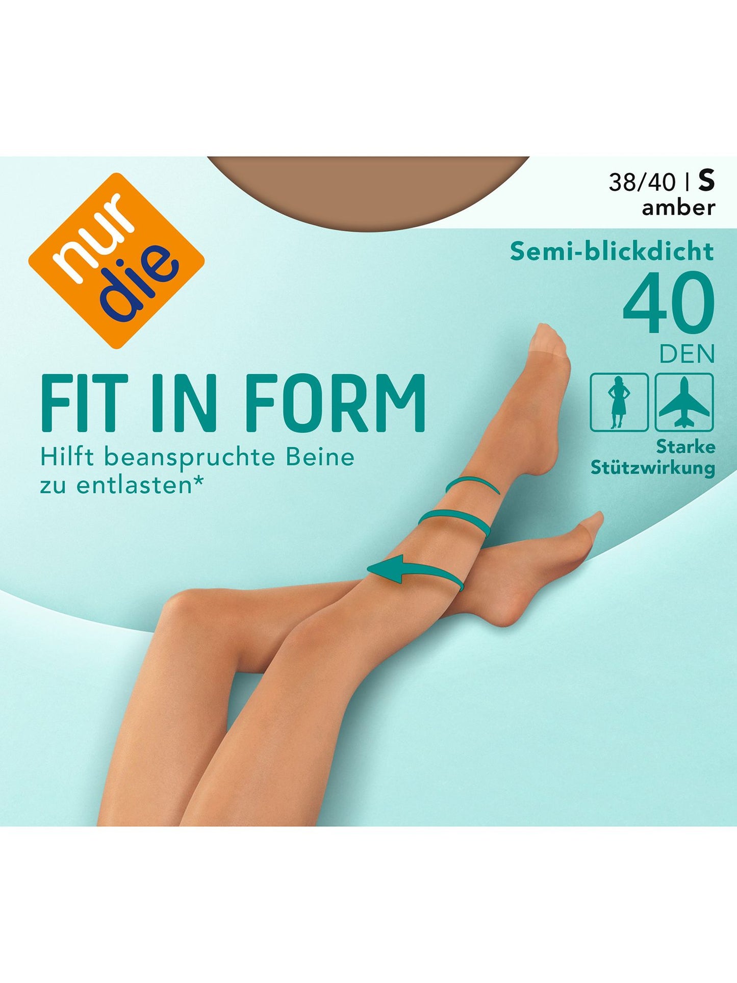 nur die Fit in Form Strumpfhose 40den Komfortgröße Fb.230 amber Gr.52/56