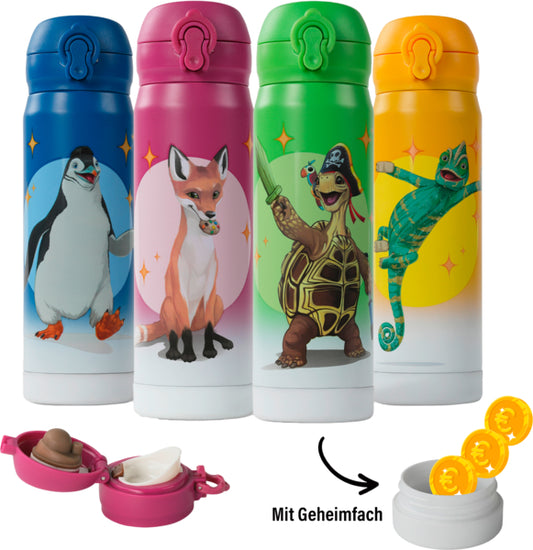 Awave Die Schule der magischen Tiere Kinder Thermo-Trinkflasche Schildkröte mit Geheimboden grün 380ml