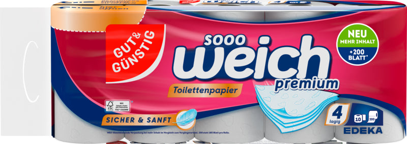 GUT&GÜNSTIG Toilettenpapier 4-lagig 10x200BL