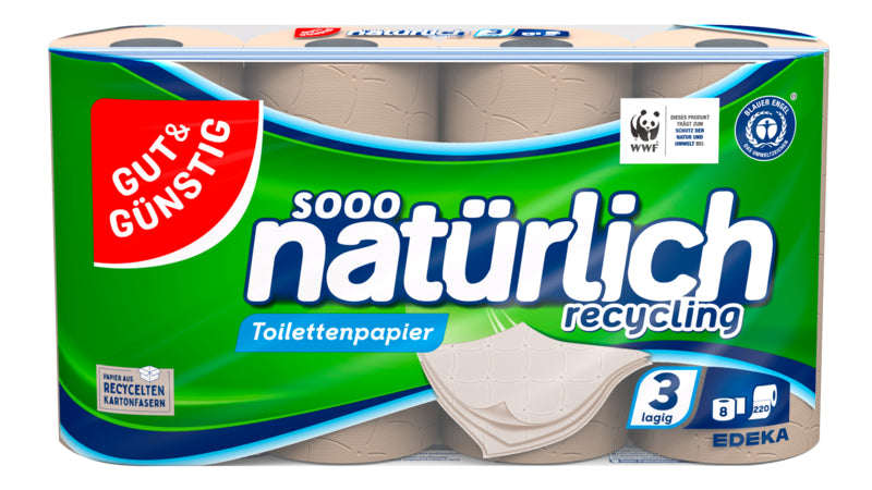 GUT&GÜNSTIG Recycling Toilettenpapier 3-lagig 8x220BL