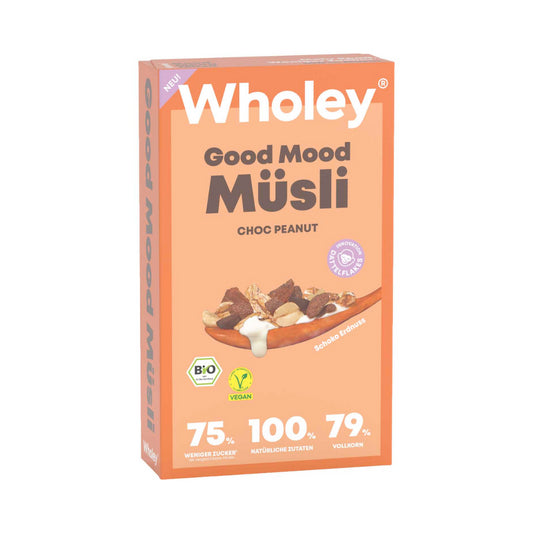 Bio Wholey Good Mood Müsli Choc Peanut 375g