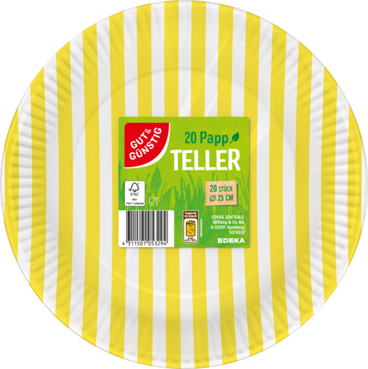 GUT&GÜNSTIG Pappteller Streifen 23cm 10ST