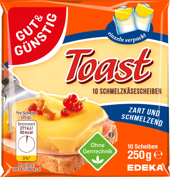 GUT&GÜNSTIG Schmelzkäse-Scheiben Toast 250g VLOG
