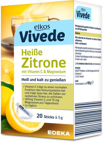 20st EDEKA elkos VIVEDE Heiße Zitrone Sticks 20ST 100g – foodpipe Rostock