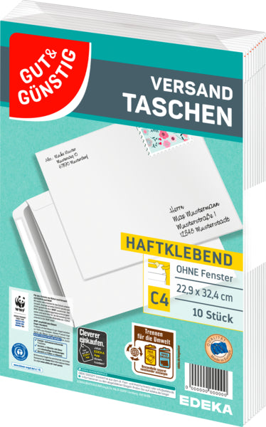 GUT&GÜNSTIG Versandtasche haftklebend weiß C4 10ST