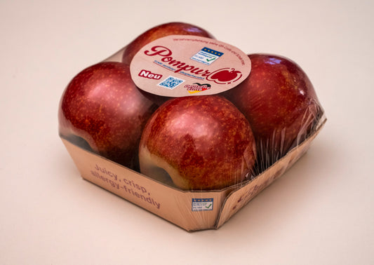 Äpfel ZIN 186 (Pompur) Deutschland Klasse I 1kg Kartonschale in Folie