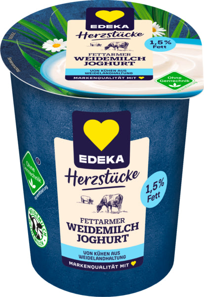 EDEKA Herzstücke Weidemilch fettarmer Joghurt 1,5% 500g VLOG