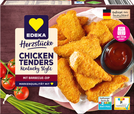 EDEKA Herzstücke Chicken Tenders Kentucky Style mit BBQ Dip 400g VLOG QS ITW
