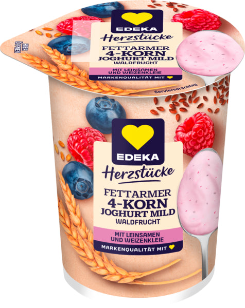 EDEKA Herzstücke Fruchtjoghurt 4-Korn Waldfrucht 1,5% 250g