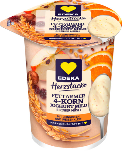 EDEKA Herzstücke Fruchtjoghurt 4-Korn Bircher-Müsli 1,5% 250g