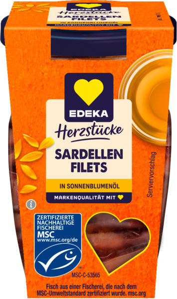 MSC EDEKA Herzstücke Sardellenfilets in Sonneblumenöl 80g