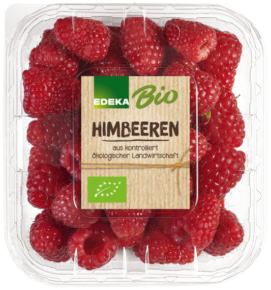Bio Himbeeren rot Österreich Klasse II 125g Klarsicht- / Packung