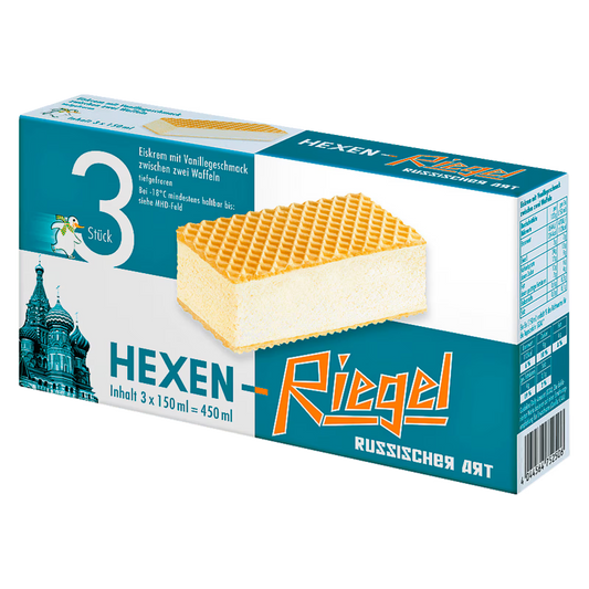 HEXEN-EIS Hexenriegel Eiskrem mit Vanillegeschmack zwischen zwei Waffeln 3x150ml
