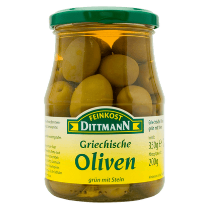 Feinkost Dittmann Griechische Oliven Grün mit Stein 350g