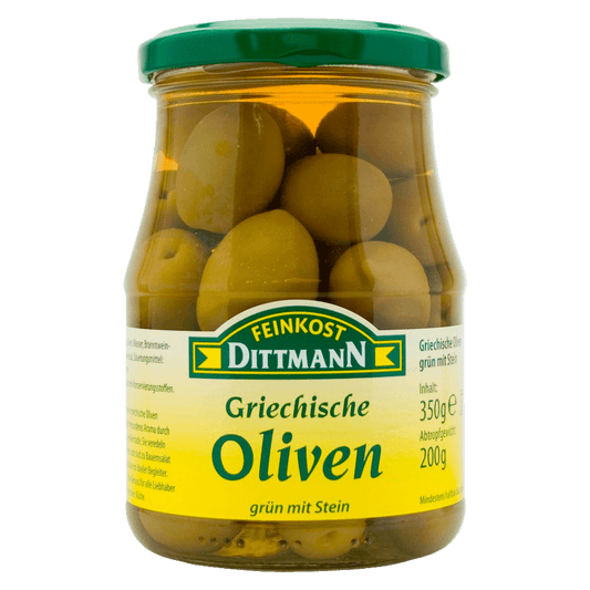 Feinkost Dittmann Griechische Oliven Grün mit Stein 350g