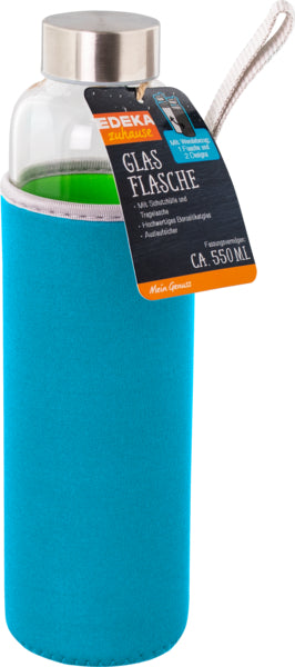 EDEKA zuhause Glasflasche blau/grün 550ml