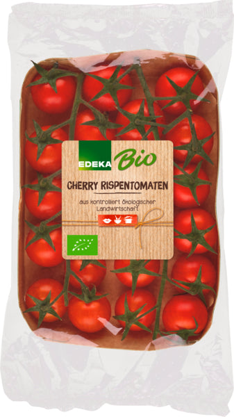 Bio EDEKA Cherry Rispentomaten Spanien Klasse II 350g Kartonschale in Folie