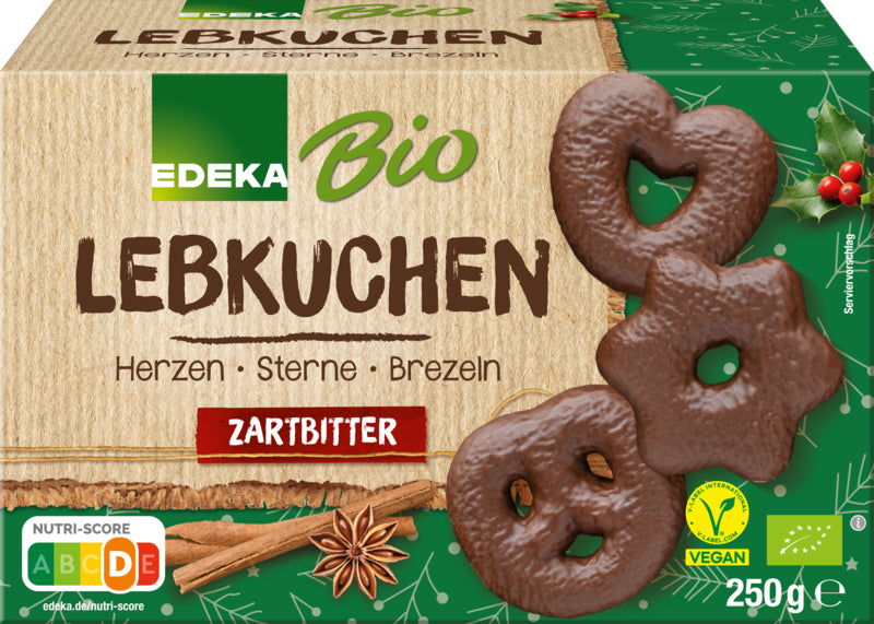 Bio EDEKA Herzen Sterne Brezeln Zartbitter Schokolade 250g