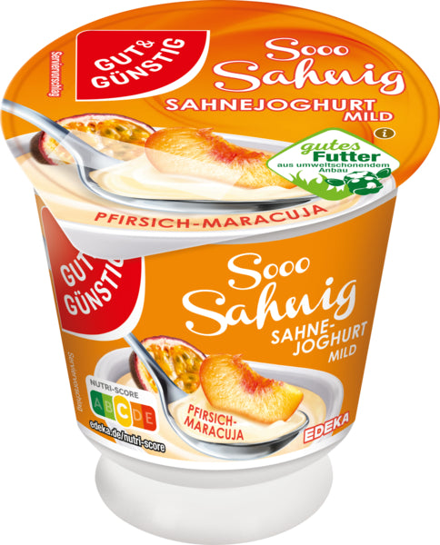 GUT&GÜNSTIG Sahnejoghurt mild Pfirsich/Maracuja 150g