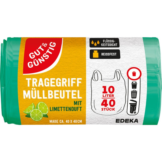 GUT&GÜNSTIG Duft-Müllbeutel mit Tragegriff Limette 10l 40ST