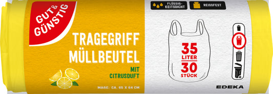 GUT&GÜNSTIG Duft-Müllbeutel mit Tragegriff Zitrone 35l 30ST