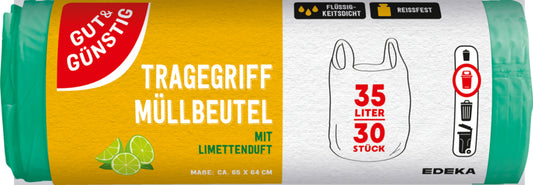 GUT&GÜNSTIG Duft-Müllbeutel mit Tragegriff Limette 35l 30ST