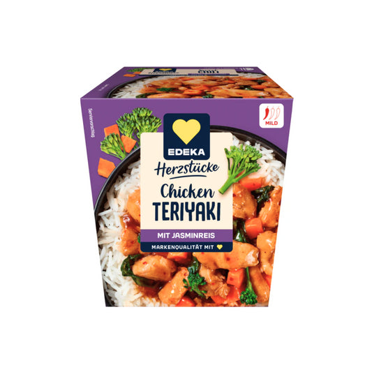 EDEKA Herzstücke Sweet Chili Teriyaki Hühnchen mit Jasmin Reis 350g