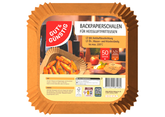 GUT&GÜNSTIG Backpapierschale für Heißluftfritteuse 50ST