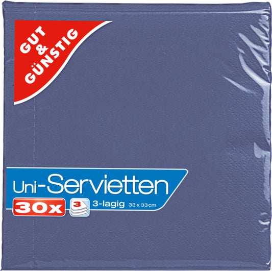 GUT&GÜNSTIG Servietten dunkelblau 3-lagig 33x33cm 30ST