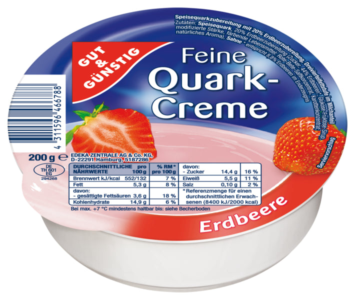 GUT&GÜNSTIG Feine Quarkcreme Erdbeer 200g