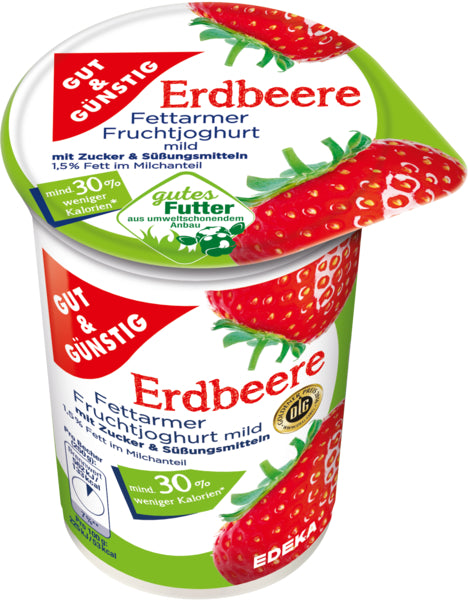 GUT&GÜNSTIG fettarmer Joghurt 1,5% Erdbeere 250g