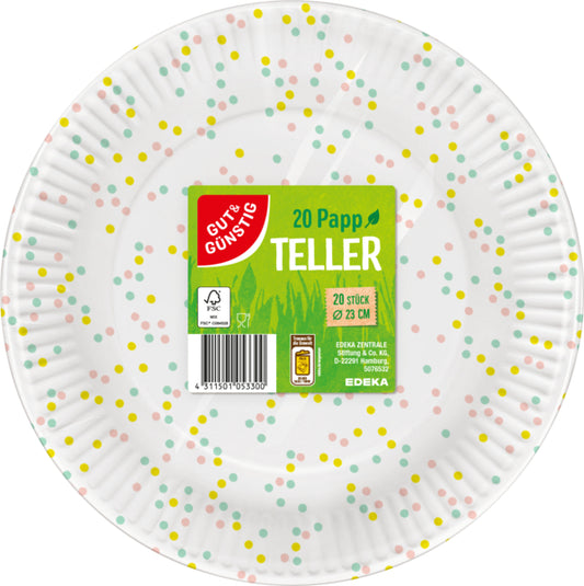GUT&GÜNSTIG Pappteller Punkte 23cm 10ST