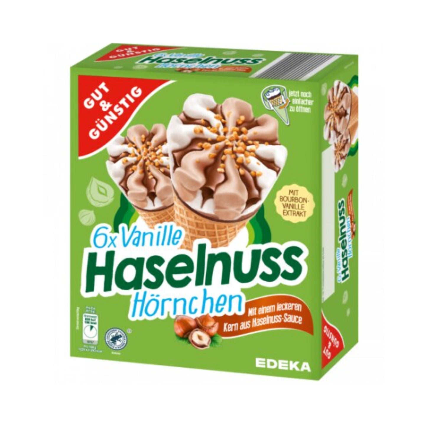 GUT&GÜNSTIG Vanille Nuss Waffelhörnchen 6x120ml