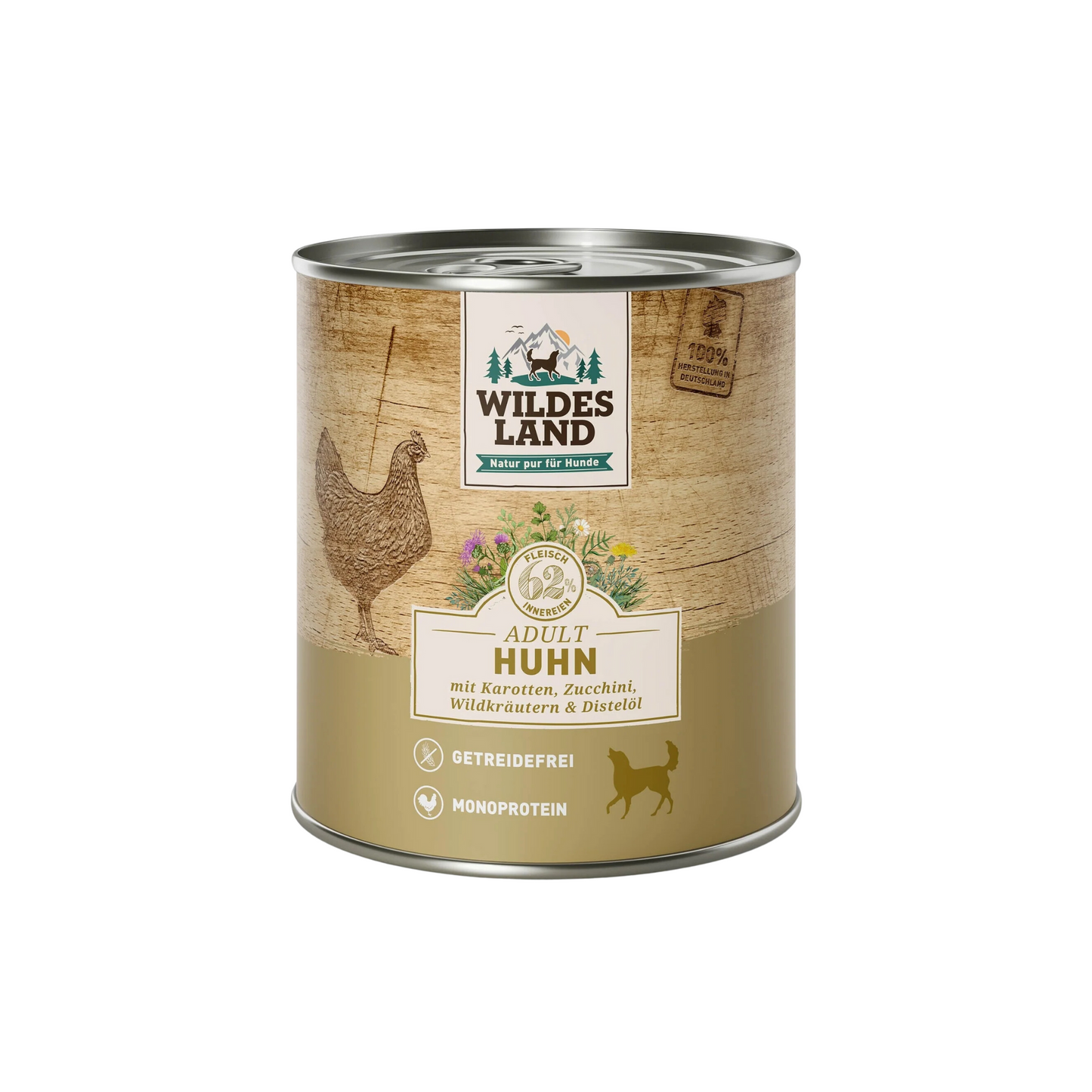 Wildes Land Hund Nassfutter Huhn&Karotten 800g