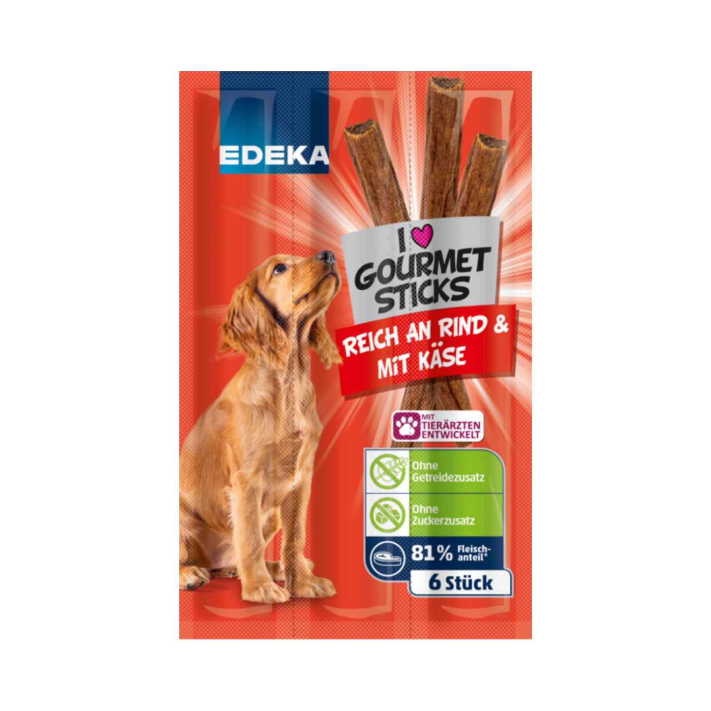 EDEKA Gourment Sticks reich an Rind mit Käse 6x11g