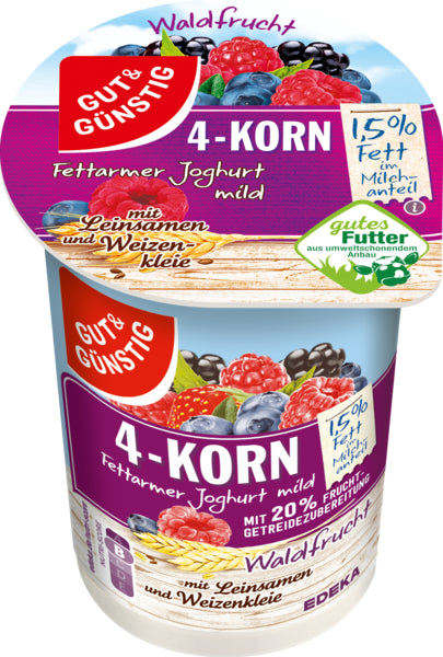 GUT&GÜNSTIG 4-Korn Fruchtjoghurt Waldfrucht 1,5% 250g