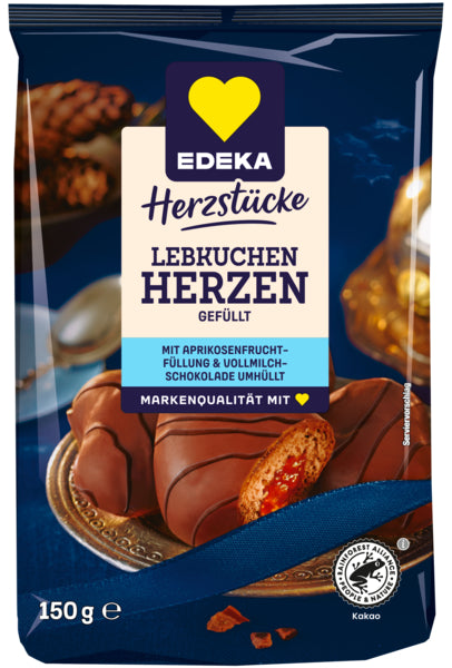 EDEKA Herzstücke Lebkuchen Herzen gefüllt Vollmilch 150g