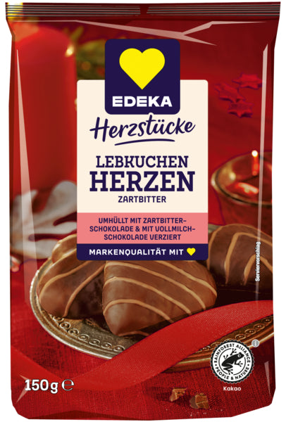 EDEKA Herzstücke Lebkuchen Herzen Zartbitter 150g