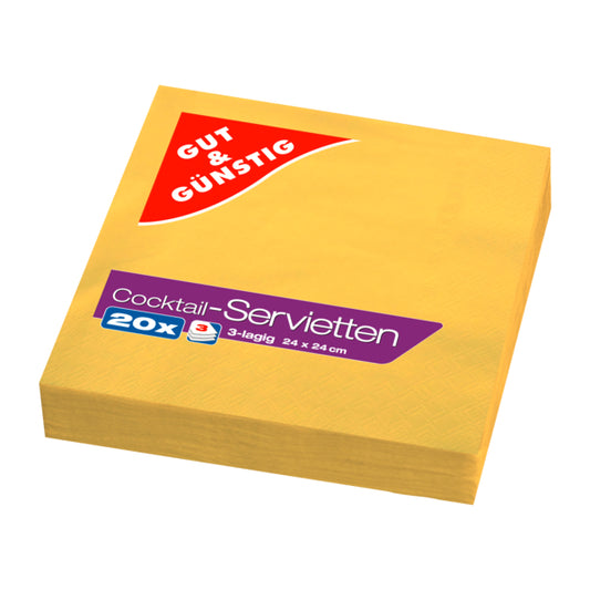 GUT&GÜNSTIG Servietten FSC sun yellow 3-lagig 24x24cm 20ST